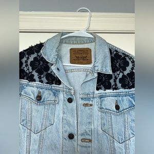 Levi's Medium custom made with black lace jean jacket